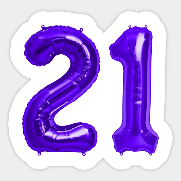 Purple 21st Birthday Metallic Helium Balloons Numbers Sticker by podartist